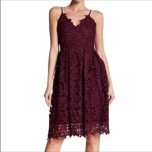 Love...Ady Lace Fit Flare Lined Purple Dress NWT